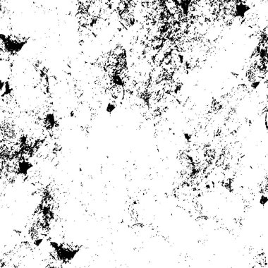 Grunge üst üste biniyor. Soyut siyah-beyaz vektör arkaplanı. Çatlak, leke ve noktalarda kirli desenli tek renkli klasik yüzey. Karanlık korku tarzında eski bir duvar.
