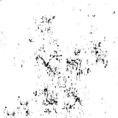 Grunge üst üste biniyor. Soyut siyah-beyaz vektör arkaplanı. Çatlak, leke ve noktalarda kirli desenli tek renkli klasik yüzey. Karanlık korku tarzında eski bir duvar.