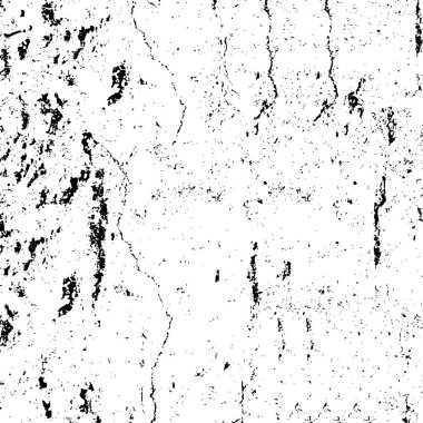 Grunge üst üste biniyor. Soyut siyah-beyaz vektör arkaplanı. Çatlak, leke ve noktalarda kirli desenli tek renkli klasik yüzey. Karanlık korku tarzında eski bir duvar.