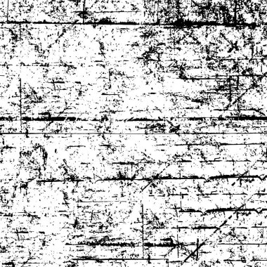 Grunge üst üste biniyor. Soyut siyah-beyaz vektör arkaplanı. Çatlak, leke ve noktalarda kirli desenli tek renkli klasik yüzey. Karanlık korku tarzında eski bir duvar.