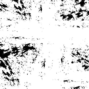 Grunge üst üste biniyor. Soyut siyah-beyaz vektör arkaplanı. Çatlak, leke ve noktalarda kirli desenli tek renkli klasik yüzey. Karanlık korku tarzında eski bir duvar.