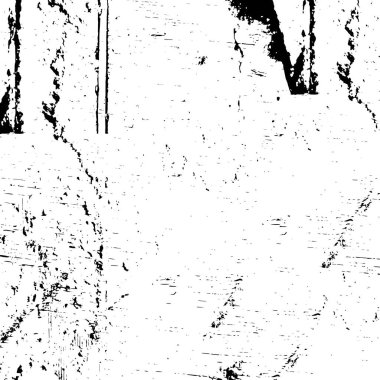 Grunge üst üste biniyor. Soyut siyah-beyaz vektör arkaplanı. Çatlak, leke ve noktalarda kirli desenli tek renkli klasik yüzey. Karanlık korku tarzında eski bir duvar.