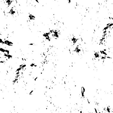 Grunge üst üste biniyor. Soyut siyah-beyaz vektör arkaplanı. Çatlak, leke ve noktalarda kirli desenli tek renkli klasik yüzey. Karanlık korku tarzında eski bir duvar.