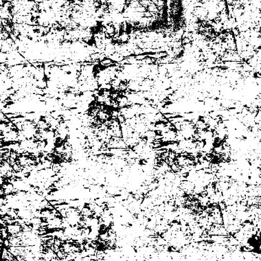 Grunge üst üste biniyor. Soyut siyah-beyaz vektör arkaplanı. Çatlak, leke ve noktalarda kirli desenli tek renkli klasik yüzey. Karanlık korku tarzında eski bir duvar.