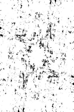 Grunge üst üste biniyor. Soyut siyah-beyaz vektör arkaplanı. Çatlak, leke ve noktalarda kirli desenli tek renkli klasik yüzey. Karanlık korku tarzında eski bir duvar.