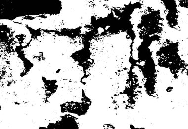 Grunge üst üste biniyor. Soyut siyah-beyaz vektör arkaplanı. Çatlak, leke ve noktalarda kirli desenli tek renkli klasik yüzey. Karanlık korku tarzında eski bir duvar.