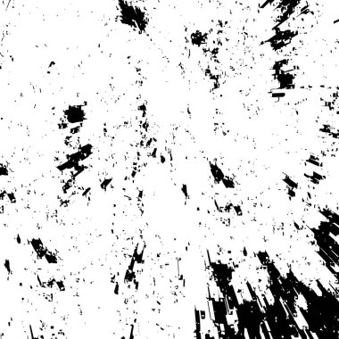Grunge üst üste biniyor. Soyut siyah-beyaz vektör arkaplanı. Çatlak, leke ve noktalarda kirli desenli tek renkli klasik yüzey. Karanlık korku tarzında eski bir duvar.