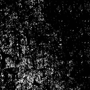 Grunge üst üste biniyor. Soyut siyah-beyaz vektör arkaplanı. Çatlak, leke ve noktalarda kirli desenli tek renkli klasik yüzey. Karanlık korku tarzında eski bir duvar.