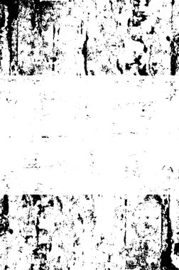 Grunge üst üste biniyor. Soyut siyah-beyaz vektör arkaplanı. Çatlak, leke ve noktalarda kirli desenli tek renkli klasik yüzey. Karanlık korku tarzında eski bir duvar.