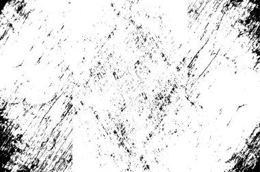 Grunge üst üste biniyor. Soyut siyah-beyaz vektör arkaplanı. Çatlak, leke ve noktalarda kirli desenli tek renkli klasik yüzey. Karanlık korku tarzında eski bir duvar.