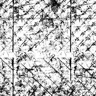 Siyah beyaz desenli, çizik ve lekeli sıkıntılı bir arka plan. soyut vektör illüstrasyonu. 