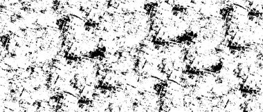 Grunge üst üste biniyor. Soyut siyah-beyaz vektör arkaplanı. Çatlak, leke ve noktalarda kirli desenli tek renkli klasik yüzey. Karanlık korku tarzında eski bir duvar.