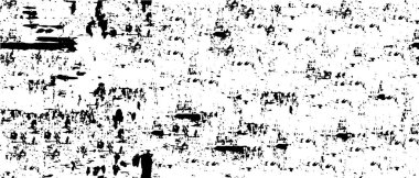 Grunge üst üste biniyor. Soyut siyah-beyaz vektör arkaplanı. Çatlak, leke ve noktalarda kirli desenli tek renkli klasik yüzey. Karanlık korku tarzında eski bir duvar.