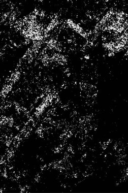 Grunge üst üste biniyor. Soyut siyah-beyaz vektör arkaplanı. Çatlak, leke ve noktalarda kirli desenli tek renkli klasik yüzey. Karanlık korku tarzında eski bir duvar.