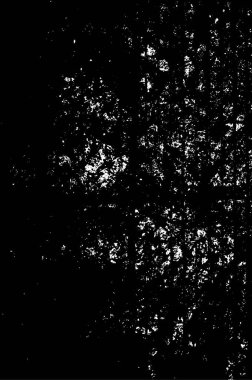 Grunge üst üste biniyor. Soyut siyah-beyaz vektör arkaplanı. Çatlak, leke ve noktalarda kirli desenli tek renkli klasik yüzey. Karanlık korku tarzında eski bir duvar.