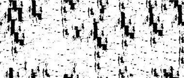 Grunge üst üste biniyor. Soyut siyah-beyaz vektör arkaplanı. Çatlak, leke ve noktalarda kirli desenli tek renkli klasik yüzey. Karanlık korku tarzında eski bir duvar.