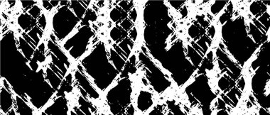 Grunge üst üste biniyor. Soyut siyah-beyaz vektör arkaplanı. Çatlak, leke ve noktalarda kirli desenli tek renkli klasik yüzey. Karanlık korku tarzında eski bir duvar.