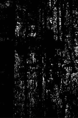 Grunge üst üste biniyor. Soyut siyah-beyaz vektör arkaplanı. Çatlak, leke ve noktalarda kirli desenli tek renkli klasik yüzey. Karanlık korku tarzında eski bir duvar.