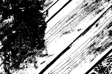 Grunge üst üste biniyor. Soyut siyah-beyaz vektör arkaplanı. Çatlak, leke ve noktalarda kirli desenli tek renkli klasik yüzey. Karanlık korku tarzında eski bir duvar.