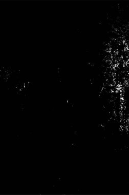 Grunge üst üste biniyor. Soyut siyah-beyaz vektör arkaplanı. Çatlak, leke ve noktalarda kirli desenli tek renkli klasik yüzey. Karanlık korku tarzında eski bir duvar.