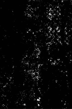 Grunge üst üste biniyor. Soyut siyah-beyaz vektör arkaplanı. Çatlak, leke ve noktalarda kirli desenli tek renkli klasik yüzey. Karanlık korku tarzında eski bir duvar.