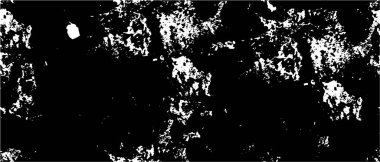 Grunge üst üste biniyor. Soyut siyah-beyaz vektör arkaplanı. Çatlak, leke ve noktalarda kirli desenli tek renkli klasik yüzey. Karanlık korku tarzında eski bir duvar.