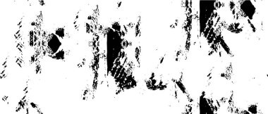 Grunge üst üste biniyor. Soyut siyah-beyaz vektör arkaplanı. Çatlak, leke ve noktalarda kirli desenli tek renkli klasik yüzey. Karanlık korku tarzında eski bir duvar.