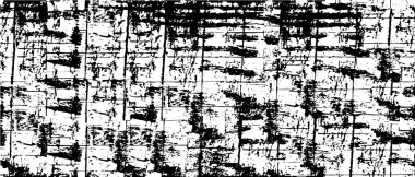 Grunge üst üste biniyor. Soyut siyah-beyaz vektör arkaplanı. Çatlak, leke ve noktalarda kirli desenli tek renkli klasik yüzey. Karanlık korku tarzında eski bir duvar.