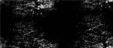Grunge üst üste biniyor. Soyut siyah-beyaz vektör arkaplanı. Çatlak, leke ve noktalarda kirli desenli tek renkli klasik yüzey. Karanlık korku tarzında eski bir duvar.