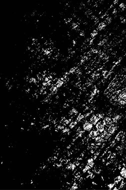 Grunge üst üste biniyor. Soyut siyah-beyaz vektör arkaplanı. Çatlak, leke ve noktalarda kirli desenli tek renkli klasik yüzey. Karanlık korku tarzında eski bir duvar.