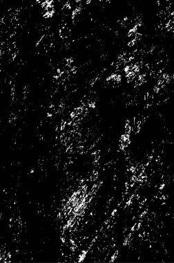 Grunge üst üste biniyor. Soyut siyah-beyaz vektör arkaplanı. Çatlak, leke ve noktalarda kirli desenli tek renkli klasik yüzey. Karanlık korku tarzında eski bir duvar.