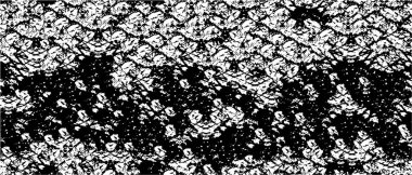 Grunge üst üste biniyor. Soyut siyah-beyaz vektör arkaplanı. Çatlak, leke ve noktalarda kirli desenli tek renkli klasik yüzey. Karanlık korku tarzında eski bir duvar.