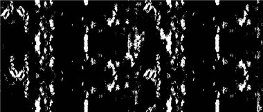 Grunge üst üste biniyor. Soyut siyah-beyaz vektör arkaplanı. Çatlak, leke ve noktalarda kirli desenli tek renkli klasik yüzey. Karanlık korku tarzında eski bir duvar.