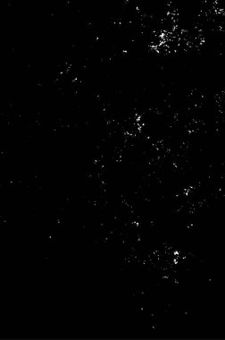 Grunge üst üste biniyor. Soyut siyah-beyaz vektör arkaplanı. Çatlak, leke ve noktalarda kirli desenli tek renkli klasik yüzey. Karanlık korku tarzında eski bir duvar.