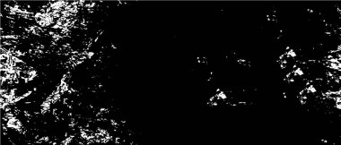 Grunge üst üste biniyor. Soyut siyah-beyaz vektör arkaplanı. Çatlak, leke ve noktalarda kirli desenli tek renkli klasik yüzey. Karanlık korku tarzında eski bir duvar.