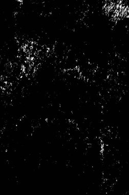 Grunge üst üste biniyor. Soyut siyah-beyaz vektör arkaplanı. Çatlak, leke ve noktalarda kirli desenli tek renkli klasik yüzey. Karanlık korku tarzında eski bir duvar.