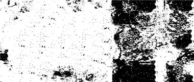 Grunge üst üste biniyor. Soyut siyah-beyaz vektör arkaplanı. Çatlak, leke ve noktalarda kirli desenli tek renkli klasik yüzey. Karanlık korku tarzında eski bir duvar.