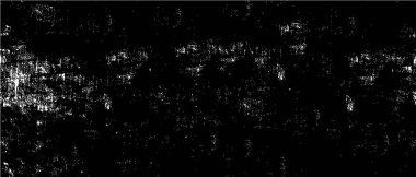 Grunge üst üste biniyor. Soyut siyah-beyaz vektör arkaplanı. Çatlak, leke ve noktalarda kirli desenli tek renkli klasik yüzey. Karanlık korku tarzında eski bir duvar.