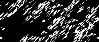 Grunge üst üste biniyor. Soyut siyah-beyaz vektör arkaplanı. Çatlak, leke ve noktalarda kirli desenli tek renkli klasik yüzey. Karanlık korku tarzında eski bir duvar.