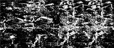 Grunge üst üste biniyor. Soyut siyah-beyaz vektör arkaplanı. Çatlak, leke ve noktalarda kirli desenli tek renkli klasik yüzey. Karanlık korku tarzında eski bir duvar.