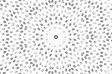 Grunge üst üste biniyor. Soyut siyah-beyaz vektör arkaplanı. Çatlak, leke ve noktalarda kirli desenli tek renkli klasik yüzey. Karanlık korku tarzında eski bir duvar.