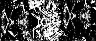 Grunge üst üste biniyor. Soyut siyah-beyaz vektör arkaplanı. Çatlak, leke ve noktalarda kirli desenli tek renkli klasik yüzey. Karanlık korku tarzında eski bir duvar.