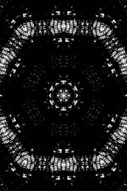 Grunge üst üste biniyor. Soyut siyah-beyaz vektör arkaplanı. Çatlak, leke ve noktalarda kirli desenli tek renkli klasik yüzey. Karanlık korku tarzında eski bir duvar.