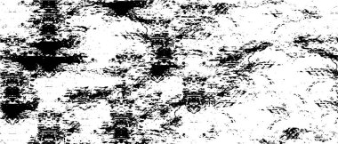 Soyut siyah-beyaz vektör arkaplanı. Grunge üst üste biniyor. Çatlak, leke ve noktalarda kirli desenli tek renkli klasik yüzey. Sıkıntılı kaplama dokusu.