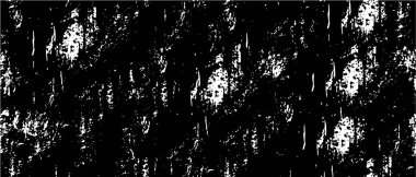 Soyut siyah-beyaz vektör arkaplanı. Grunge üst üste biniyor. Çatlak, leke ve noktalarda kirli desenli tek renkli klasik yüzey. Sıkıntılı kaplama dokusu.