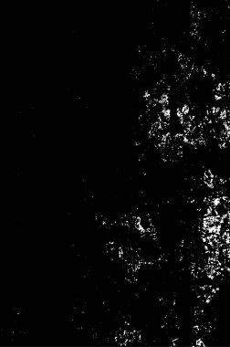 Grunge üst üste biniyor. Soyut siyah-beyaz vektör arkaplanı. Çatlak, leke ve noktalarda kirli desenli tek renkli klasik yüzey. Karanlık korku tarzında eski bir duvar.