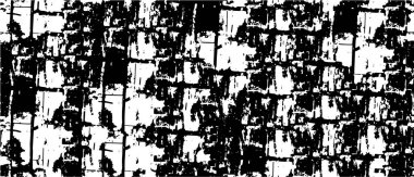 Grunge üst üste biniyor. Soyut siyah-beyaz vektör arkaplanı. Çatlak, leke ve noktalarda kirli desenli tek renkli klasik yüzey. Karanlık korku tarzında eski bir duvar.