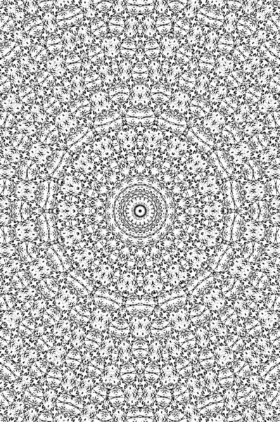Soyut siyah-beyaz boyalı kaleydoskopik arka plan. Fütürist psikedelik hipnotik arkaplan deseni ve doku. Etnik çiçekli süs mandala. 