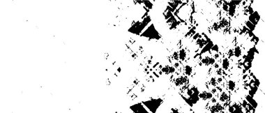 Grunge üst üste biniyor. Soyut siyah-beyaz vektör arkaplanı. Çatlak, leke ve noktalarda kirli desenli tek renkli klasik yüzey. Karanlık korku tarzında eski bir duvar.