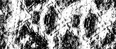 Grunge üst üste biniyor. Soyut siyah-beyaz vektör arkaplanı. Çatlak, leke ve noktalarda kirli desenli tek renkli klasik yüzey. Karanlık korku tarzında eski bir duvar.